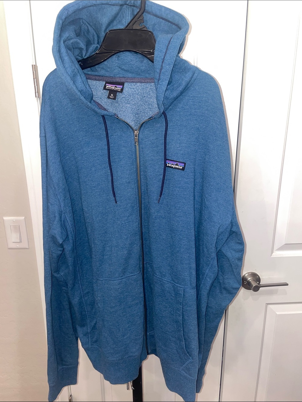 Patagonia Teal Blue Full-Zip Hooded organic cotton Jacket men’s XL